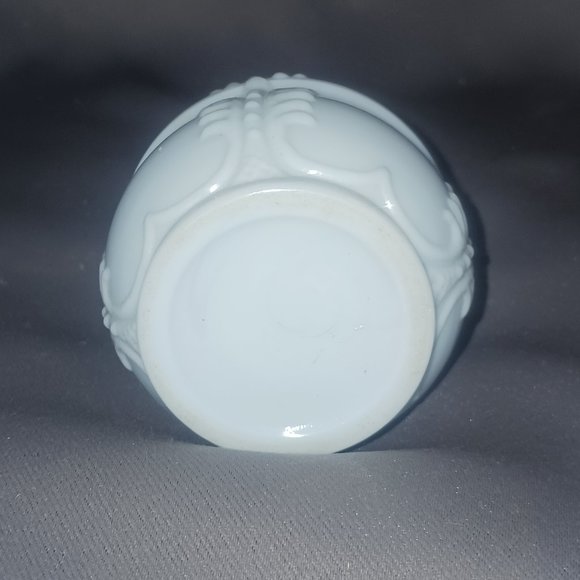 Antique Blue Milk Glass Oil Lamp 7" Tall with Hurricane - Picture 4 of 4